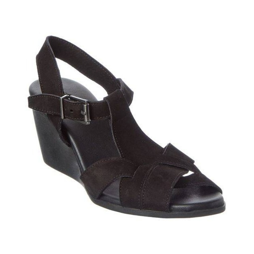 Arche Egypse Leather Sandal Navy Blue Nubuck Wedge Strappy Buckle Size 39